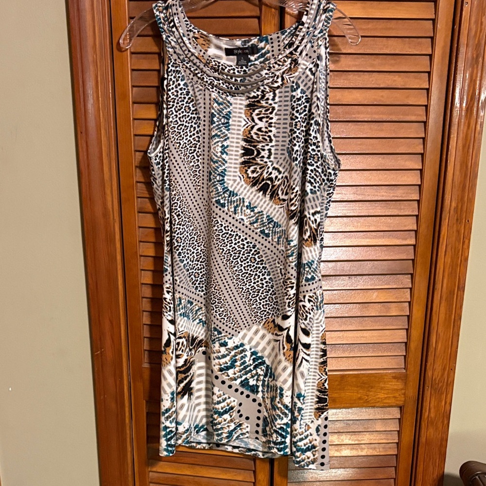 Style & Co. Sleeveless Mini Dress in Black and Brown Animal Print